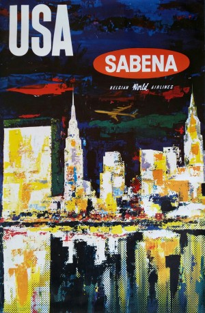 Sabena original vintage poster for USA Manhattan